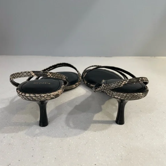 Mango Snakeskin Kitten Heel Sandals - Picture 6 of 7